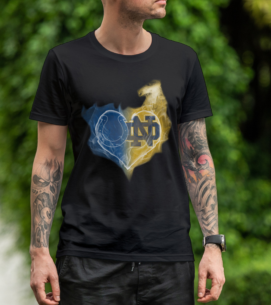 Colts Notre Dame Fighting Irish Flame Heart T-Shirt