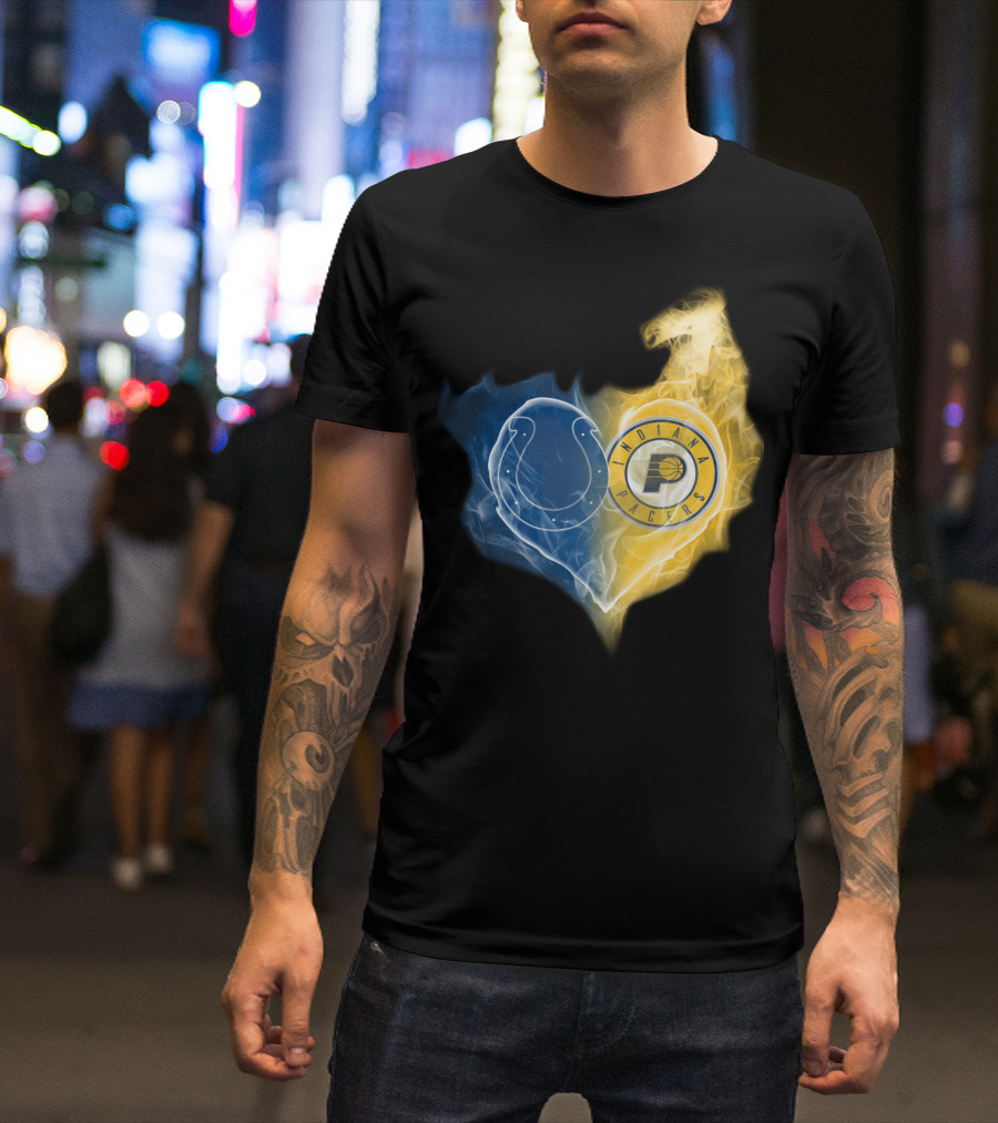 Colts Indiana Pacers Heart Logo Fusion T-Shirt