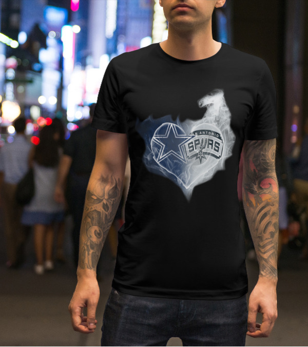 Cowboys San Antonio Spurs Heart Smoke T-Shirt