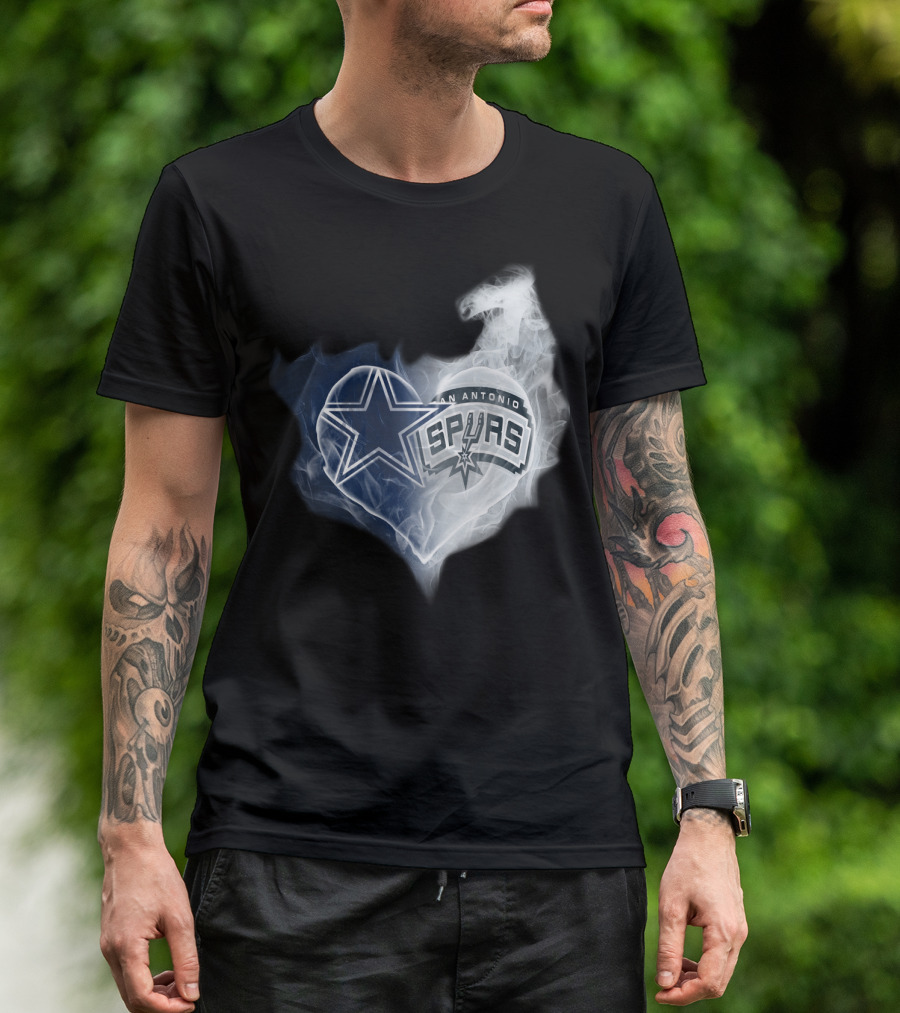 Cowboys San Antonio Spurs Heart Smoke T-Shirt