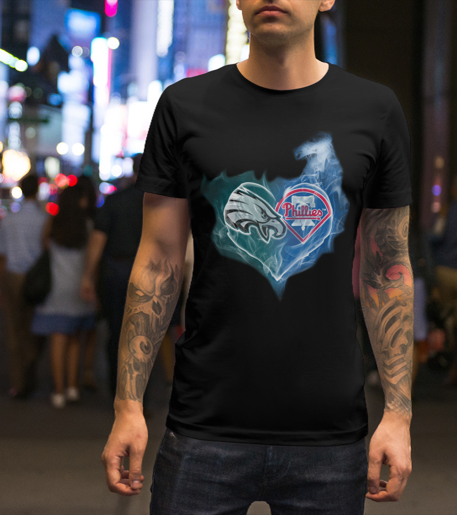 Philadelphia Eagles Phillies Heart T-Shirt