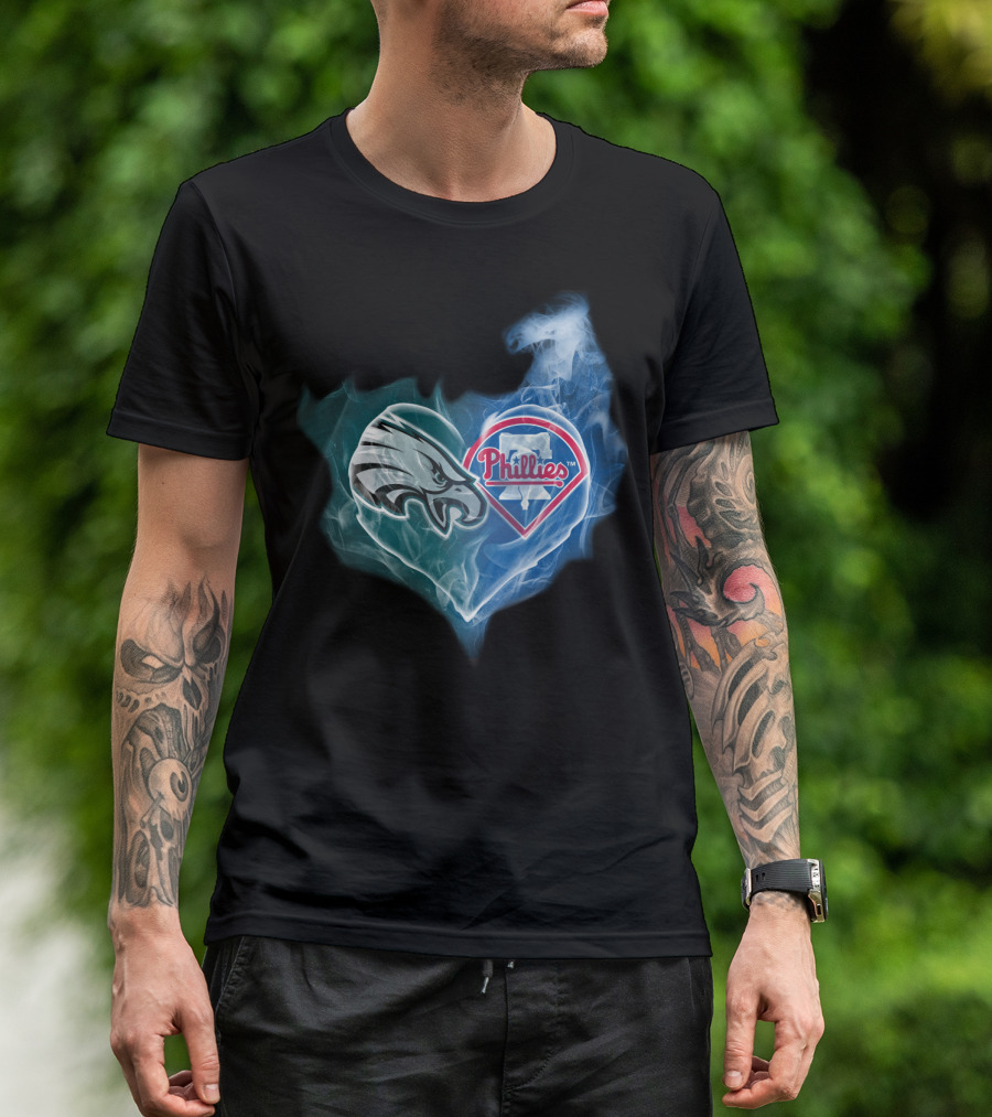 Philadelphia Eagles Phillies Heart T-Shirt