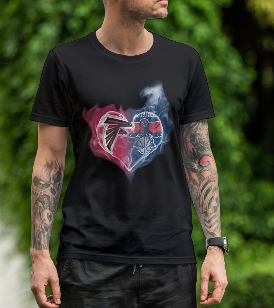 Falcons Atlanta Hawks Heart Logo Fusion T-Shirt
