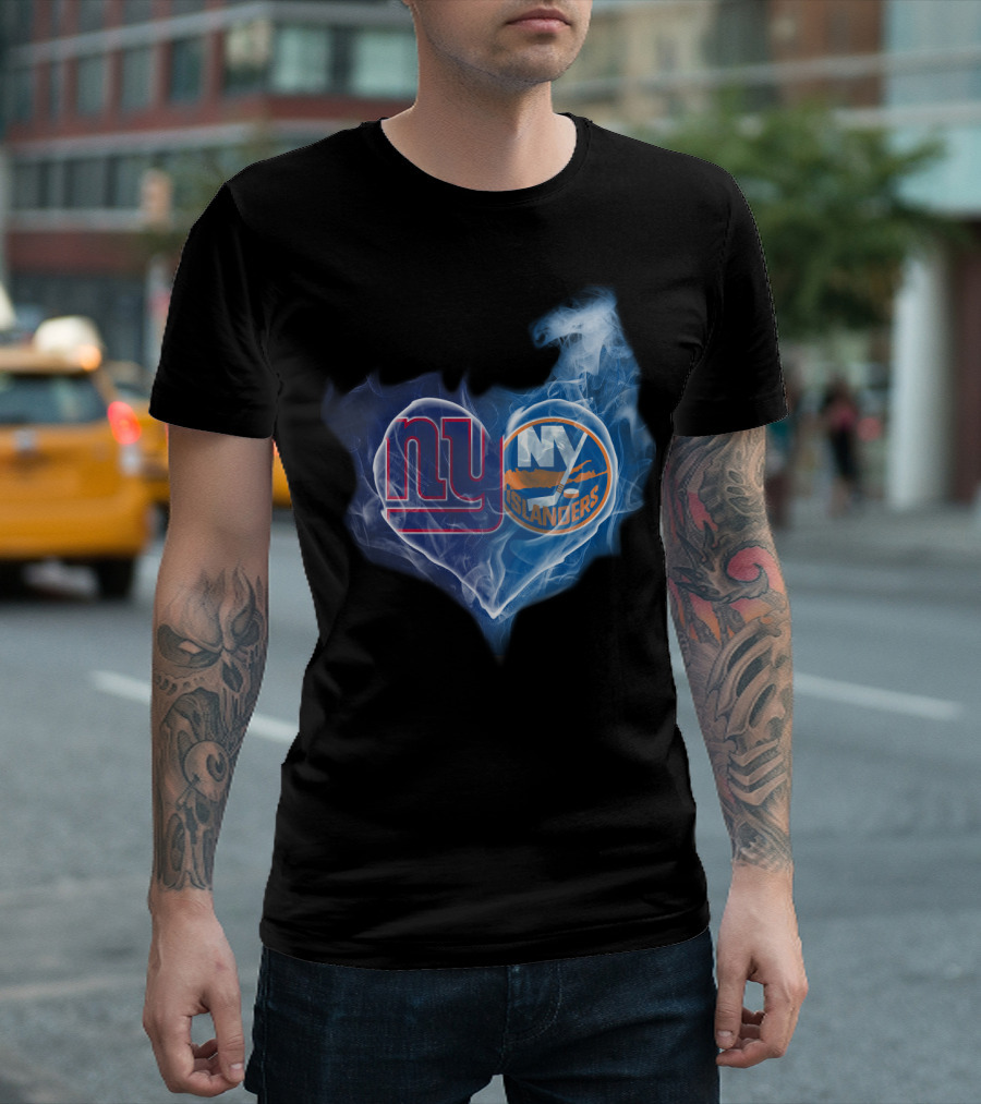 NY Giants Islanders Heart Smoke T-Shirt