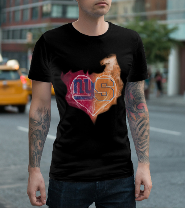 New York Giants Syracuse Orange Ny Heart Flame T-Shirt