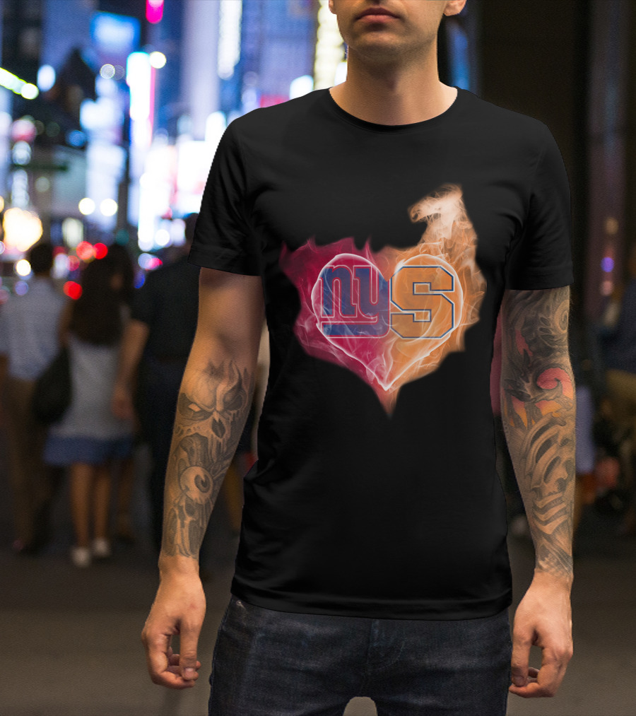 New York Giants Syracuse Orange Ny Heart Flame T-Shirt
