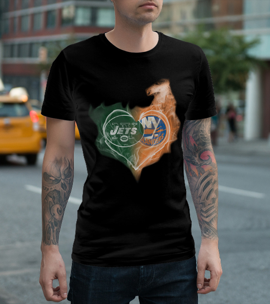 Jets New York Islanders Heart Smoke Fusion T-Shirt