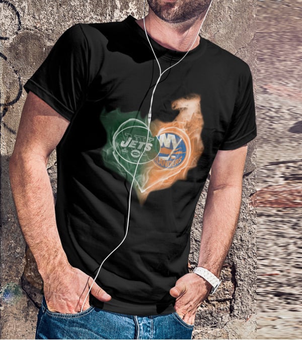 Jets New York Islanders Heart Smoke Fusion T-Shirt