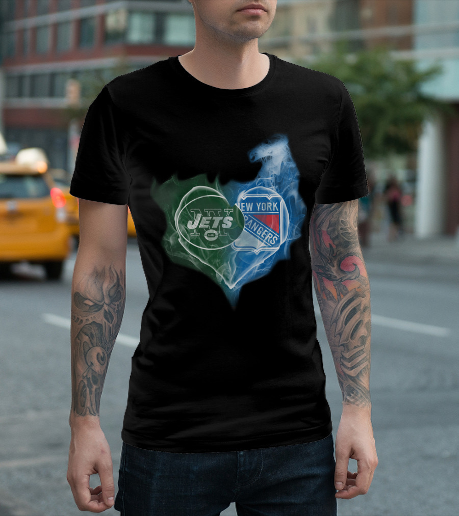 Jets New York Rangers Heart Smoke Fusion T-Shirt
