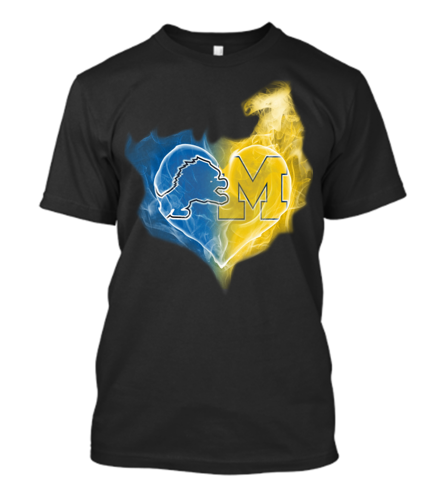 Lions Michigan Wolverines Heart Logo Emblem T-Shirt
