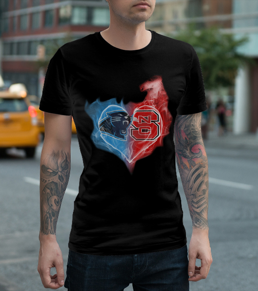 Panthers NC State Wolfpack Heart T-Shirt