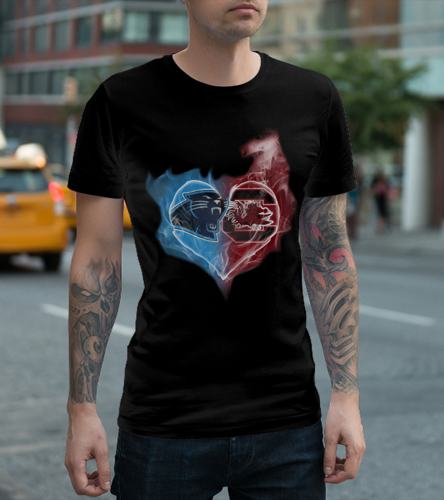 Panthers South Carolina Gamecocks Heart Icon T-Shirt