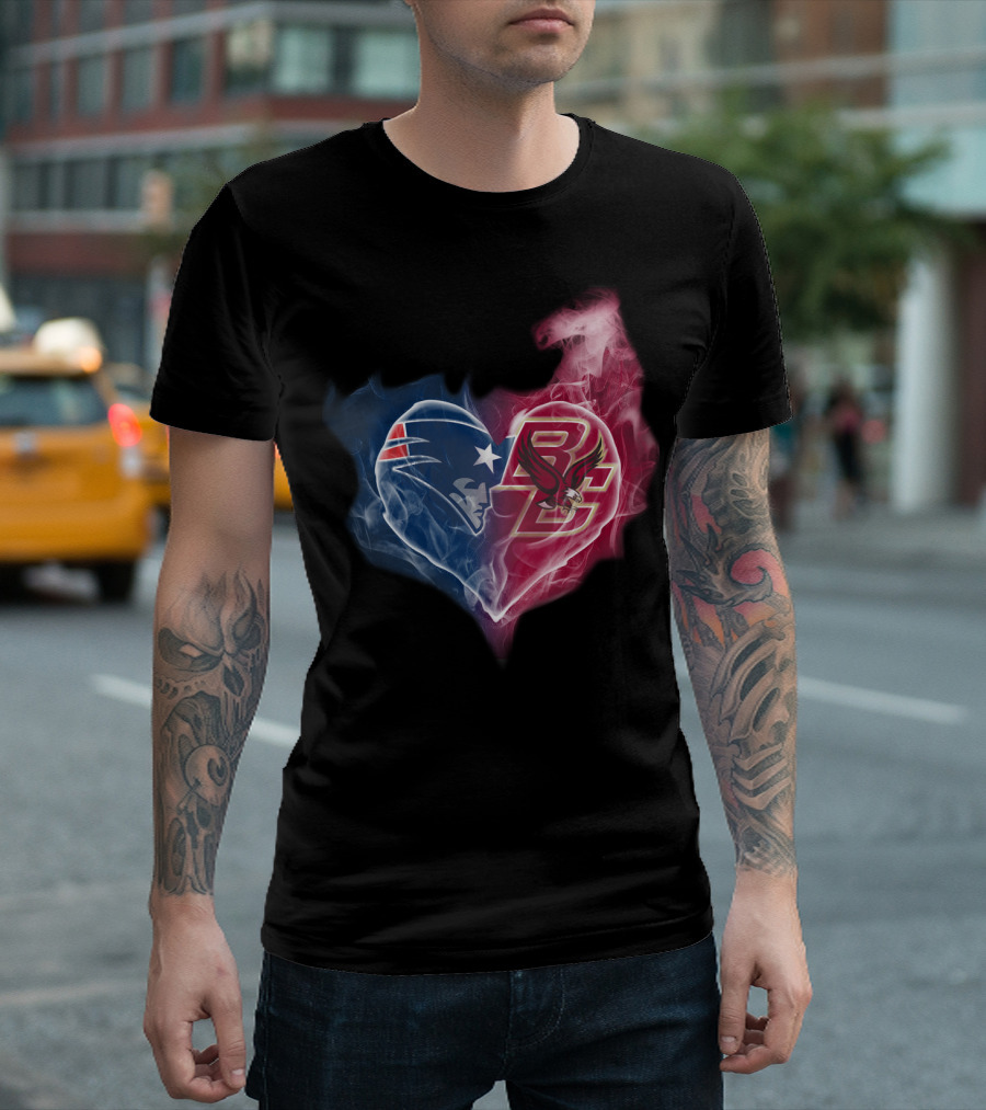 Patriots Boston College Eagles Heart Logo Fusion T-Shirt