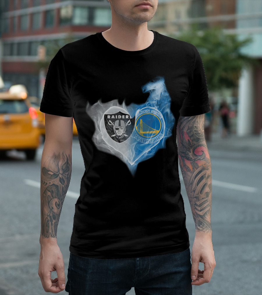 Raiders Golden State Warriors Heart Fusion T-Shirt