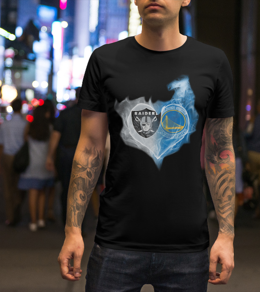 Raiders Golden State Warriors Heart Fusion T-Shirt