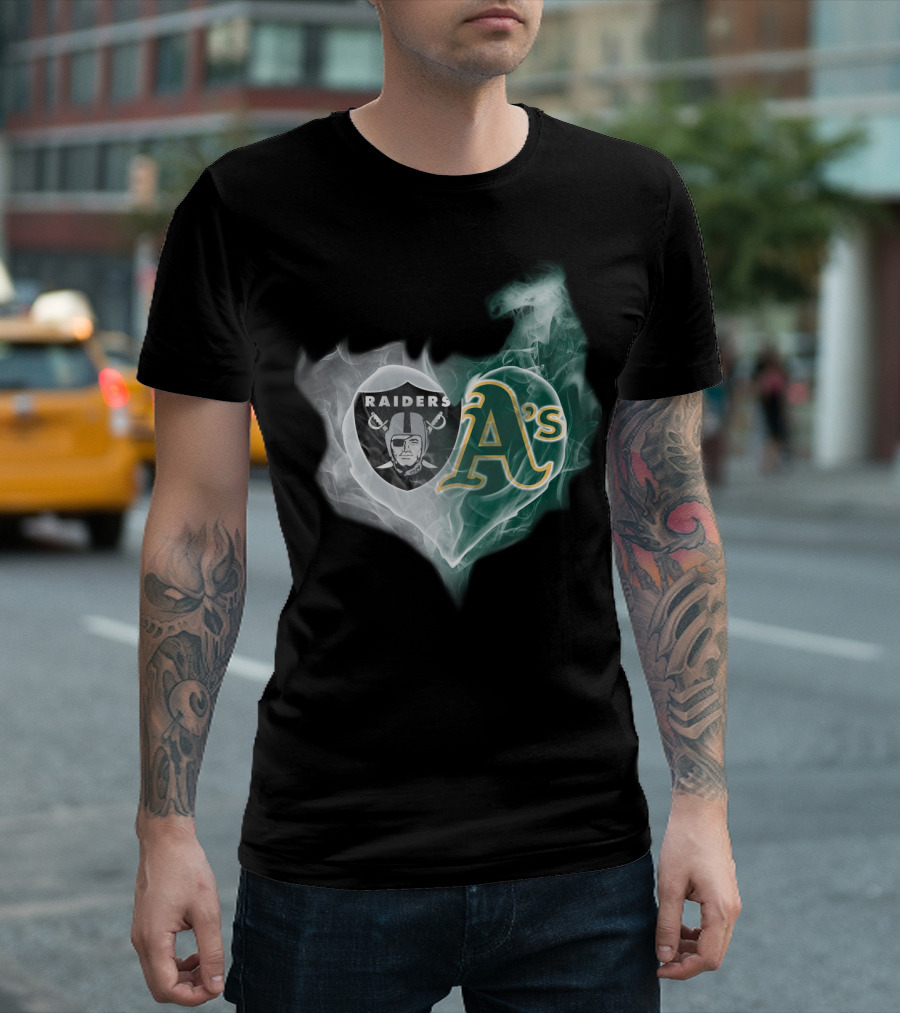 Raiders A's Heart Smoke T-Shirt