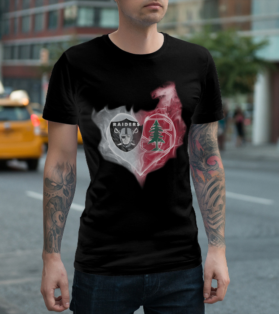 Raiders Stanford Cardinal Heart Emblem Fusion T-Shirt