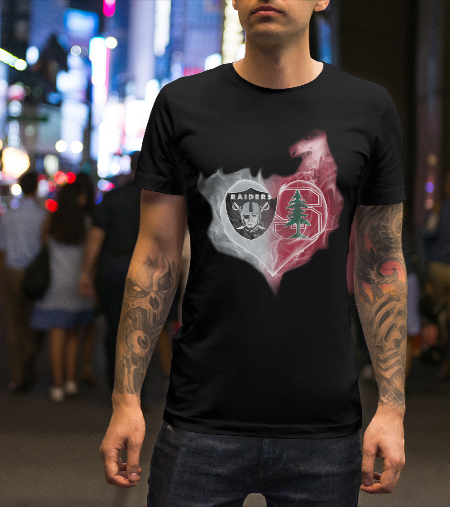Raiders Stanford Cardinal Heart Emblem Fusion T-Shirt