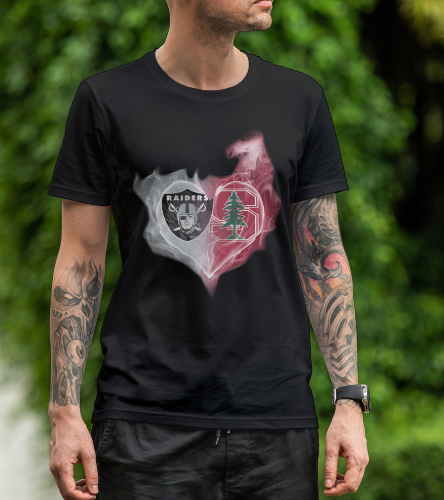 Raiders Stanford Cardinal Heart Emblem Fusion T-Shirt
