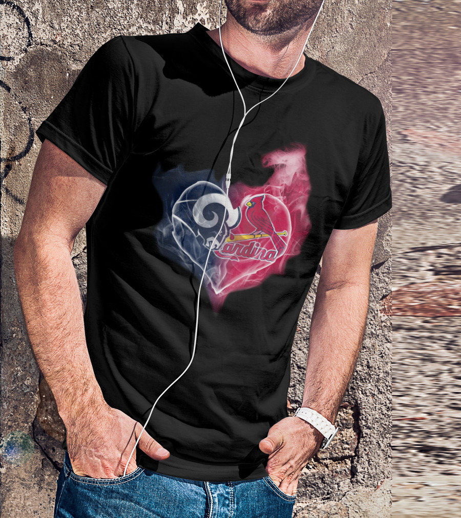 Rams Cardinals Heart Logo Smoke T-Shirt