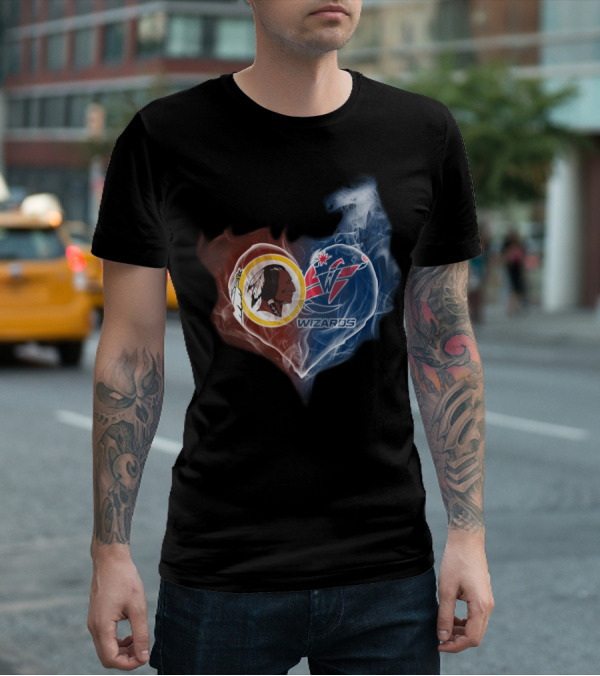 Redskins Washington Wizards Heart Smoke Effect T-Shirt