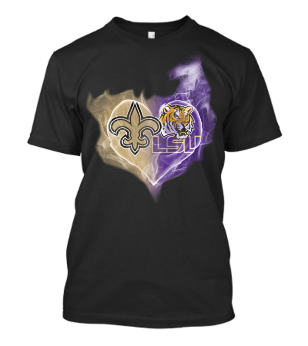 Saints Fleur-de-Lis LSU Tigers Heart T-Shirt