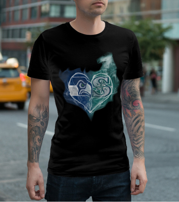 Seahawks Mariners Heart Emblem T-Shirt