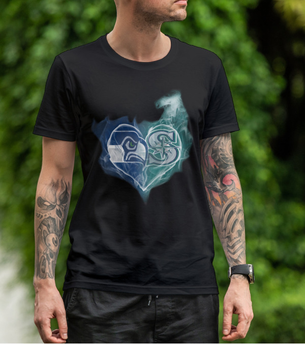 Seahawks Mariners Heart Emblem T-Shirt