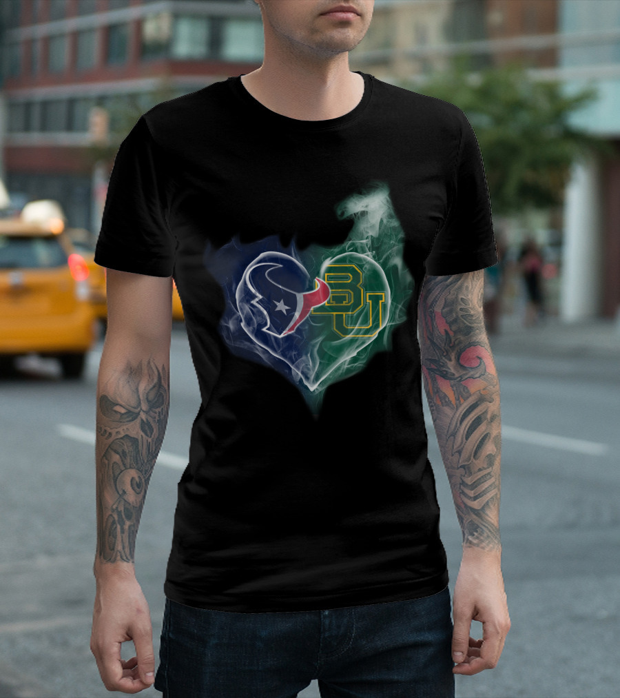 Texans Baylor Bears Heart Logo Smoke T-Shirt