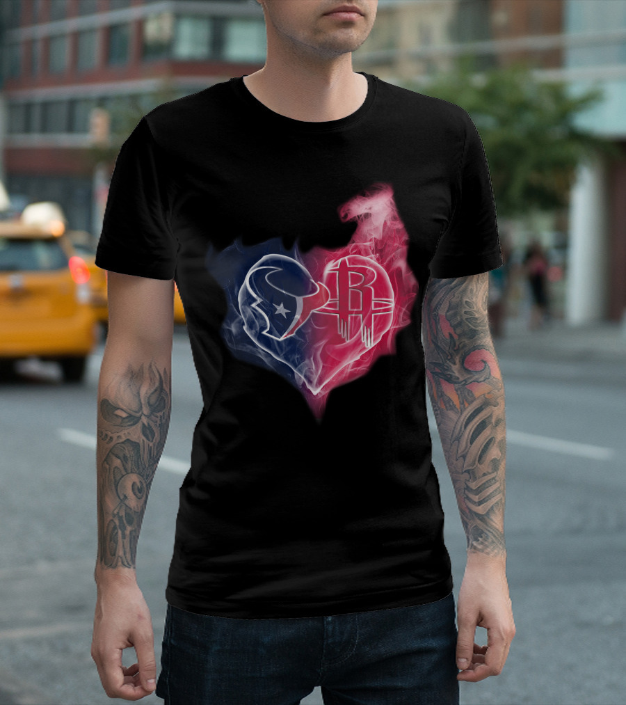 Texans Houston Rockets Logo Heart Smoke T-Shirt