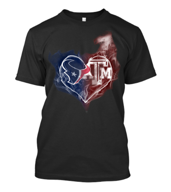 Texans Heart Texas A&M Aggies Logo Fusion T-Shirt