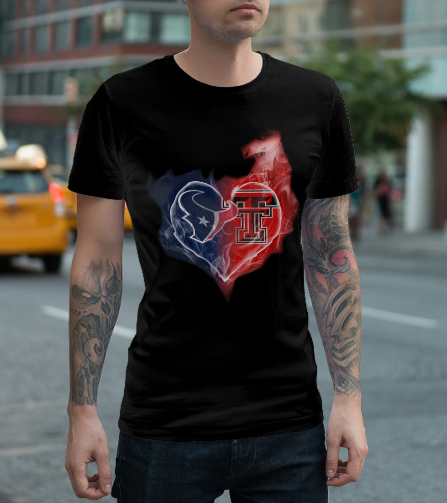 Texas Tech Red Raiders Houston Texans Heart T-Shirt