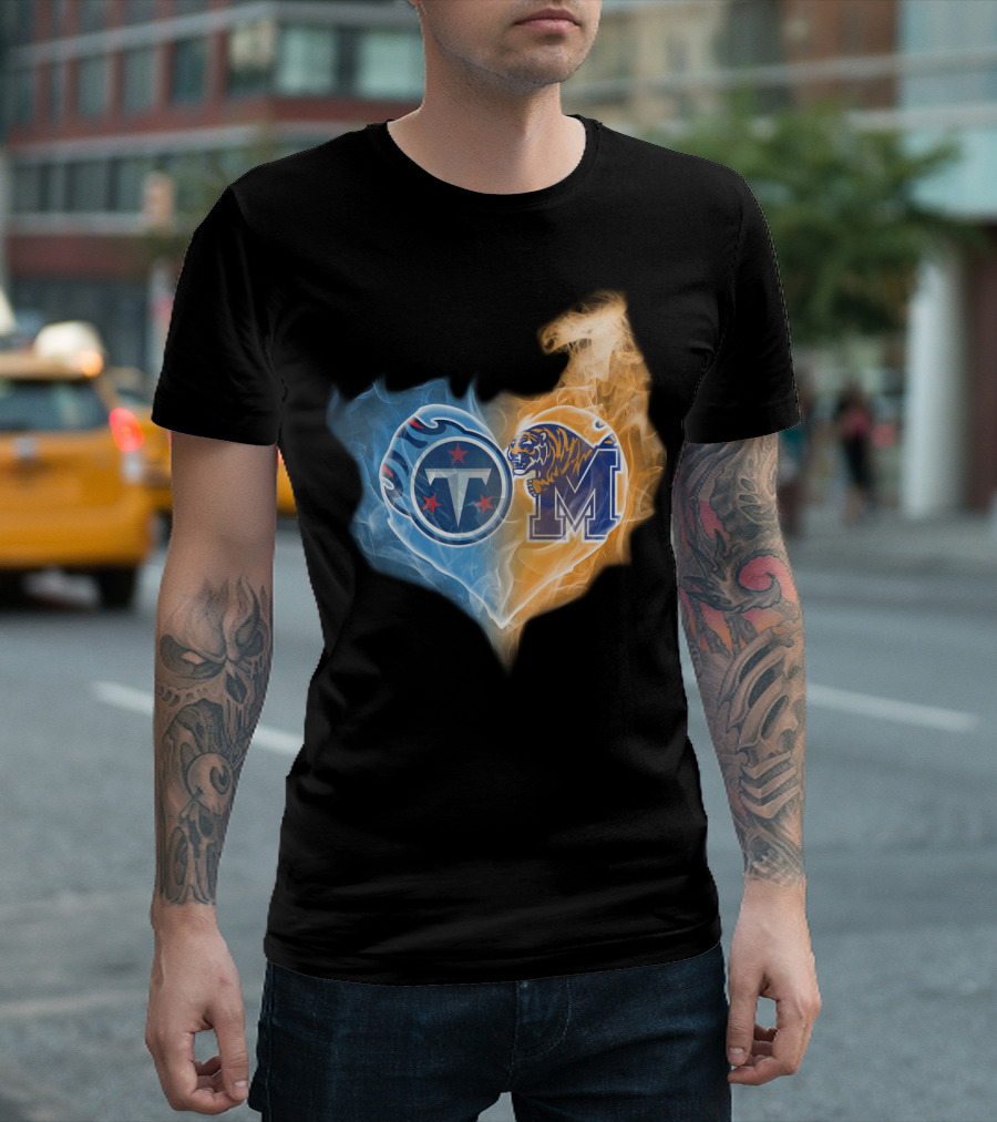 Titans Memphis Tigers Heart T-Shirt