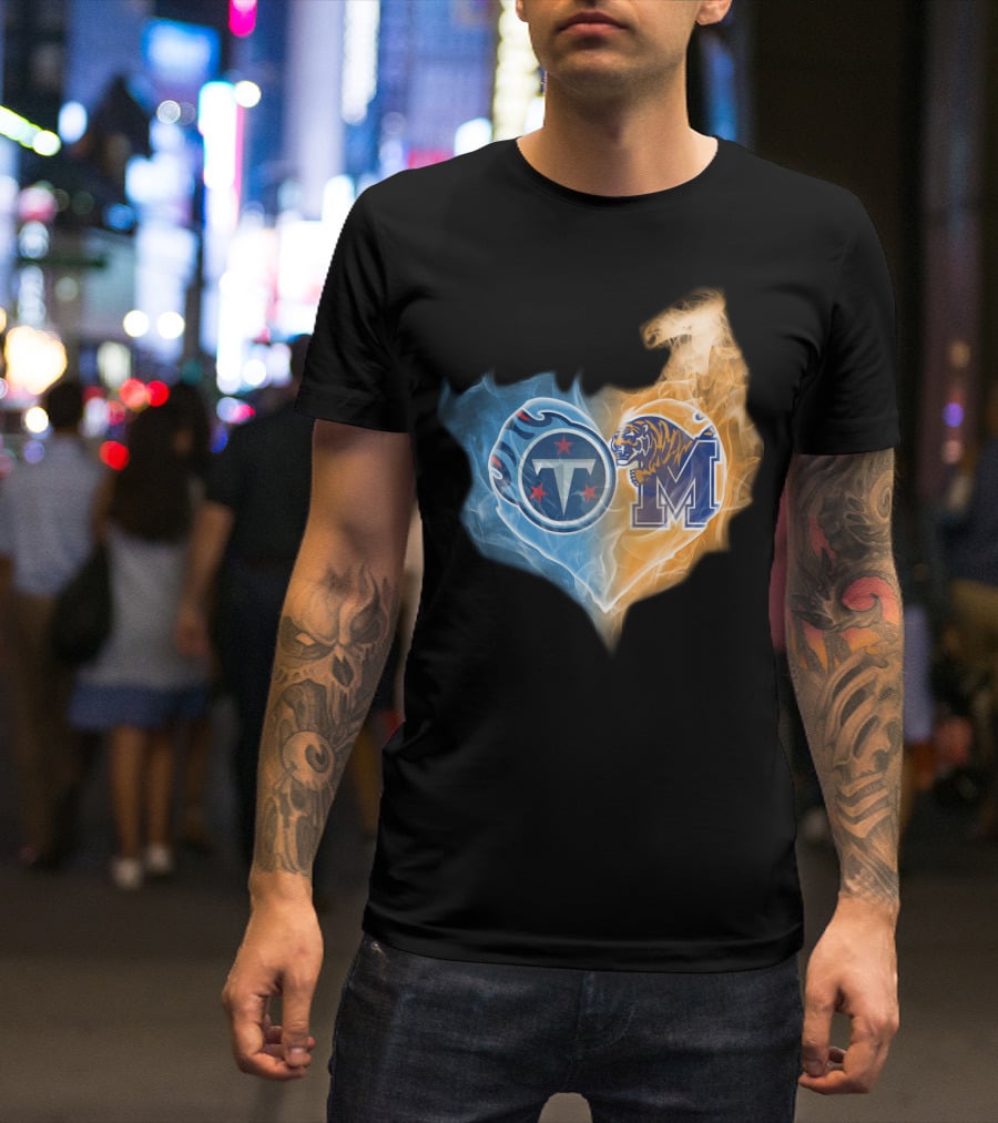 Titans Memphis Tigers Heart T-Shirt