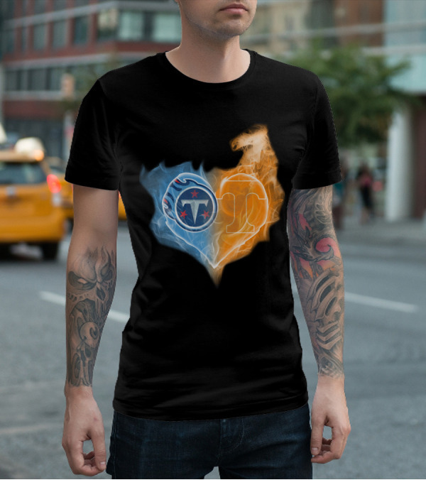 Tennessee Titans Volunteers Flaming Heart Emblem T-Shirt