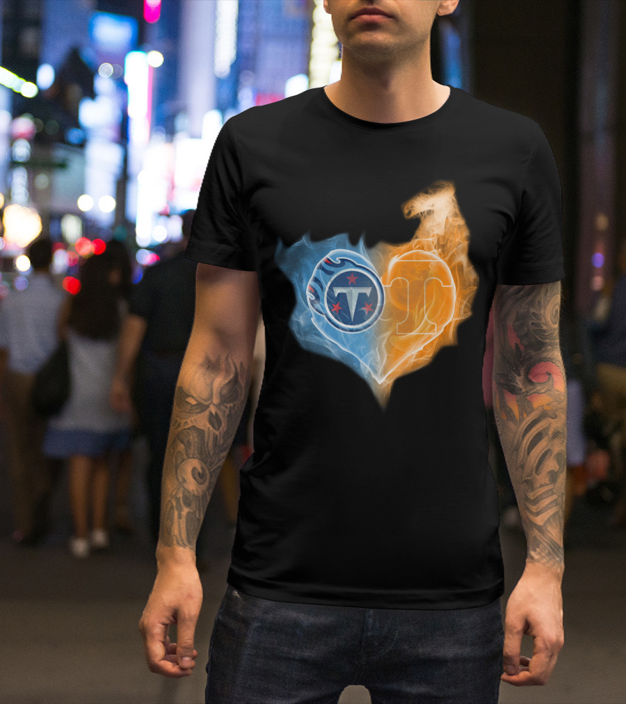 Tennessee Titans Volunteers Flaming Heart Emblem T-Shirt