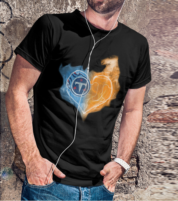 Tennessee Titans Volunteers Flaming Heart Emblem T-Shirt