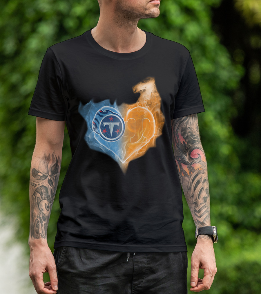Tennessee Titans Volunteers Flaming Heart Emblem T-Shirt