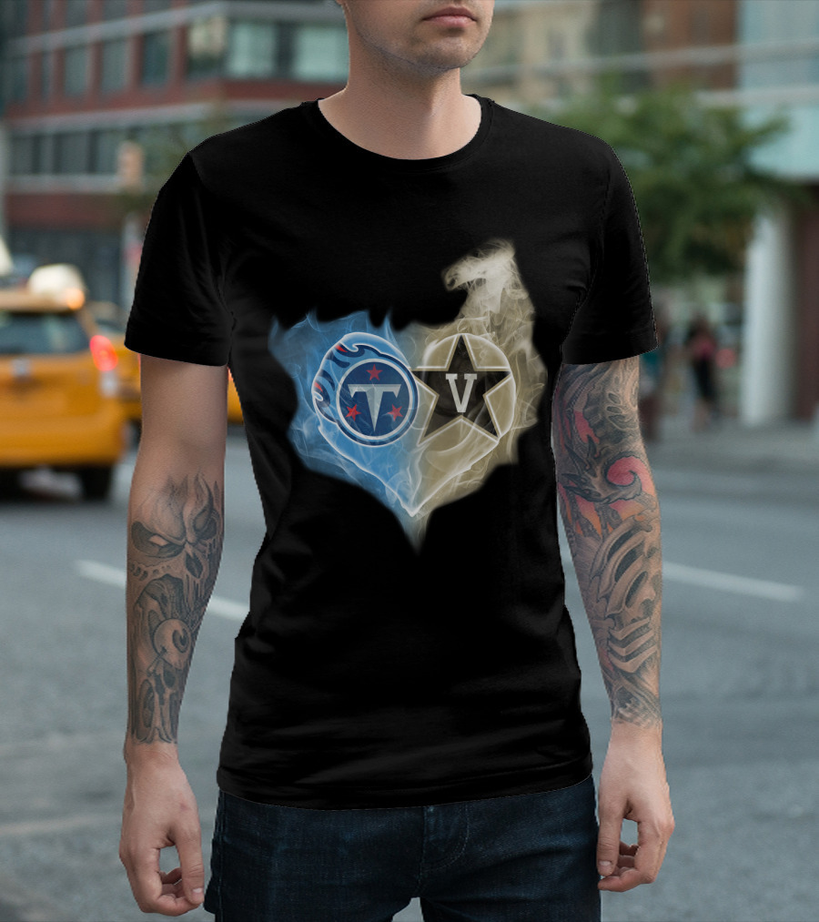 Tennessee Titans Vanderbilt Commodores Smoke Heart Fusion T-Shirt