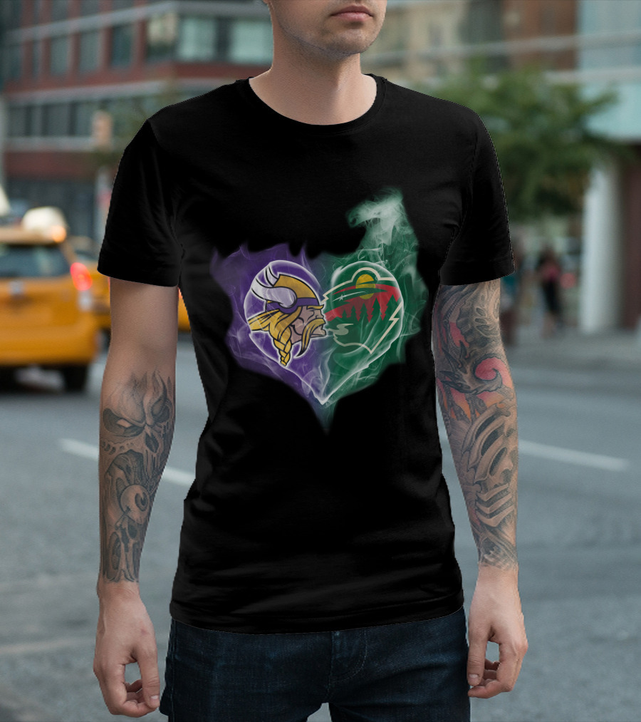 Vikings Minnesota Wild Heart Logo Fusion T-Shirt