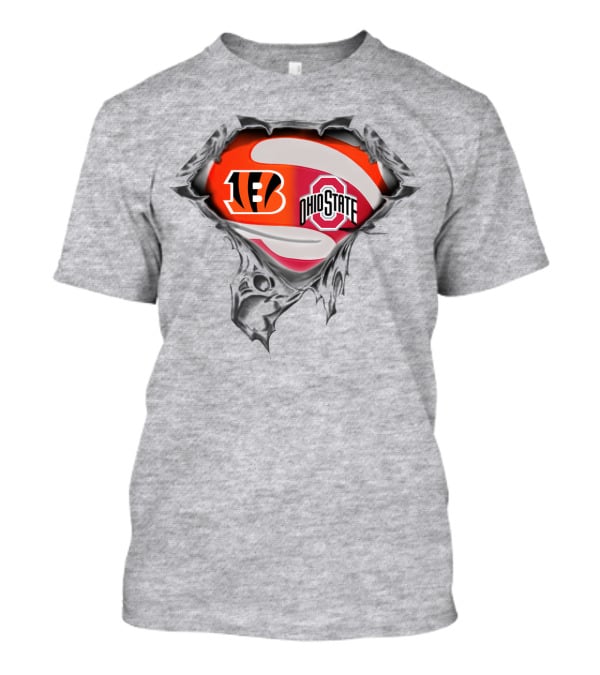 Bengals Ohio State Football Fusion Under Superhero T-Shirt
