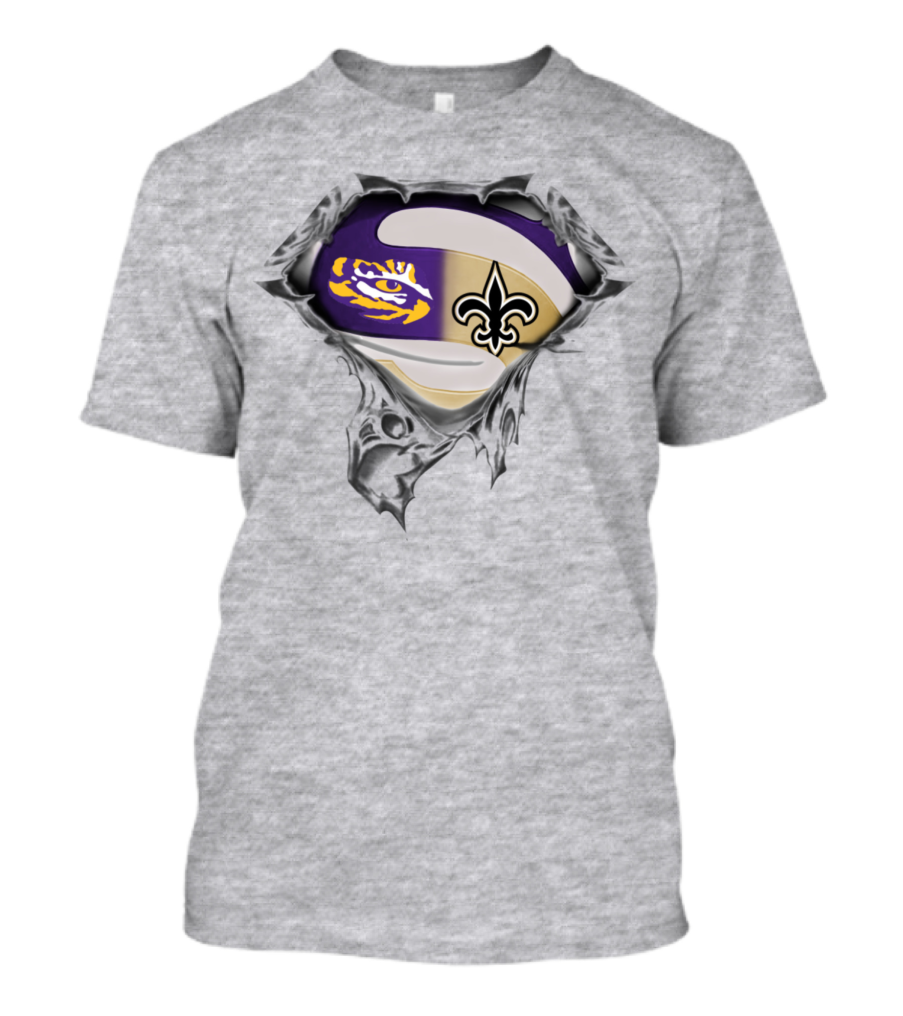 Lsu Tigers And New Orleans Saints Fleur-De-Lis Rip Effect T-Shirt