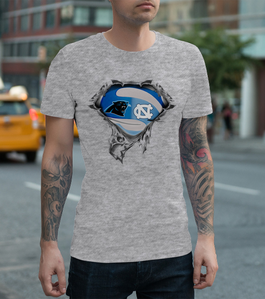 Carolina Panthers Tar Heels Nc Logo Mashup T-Shirt