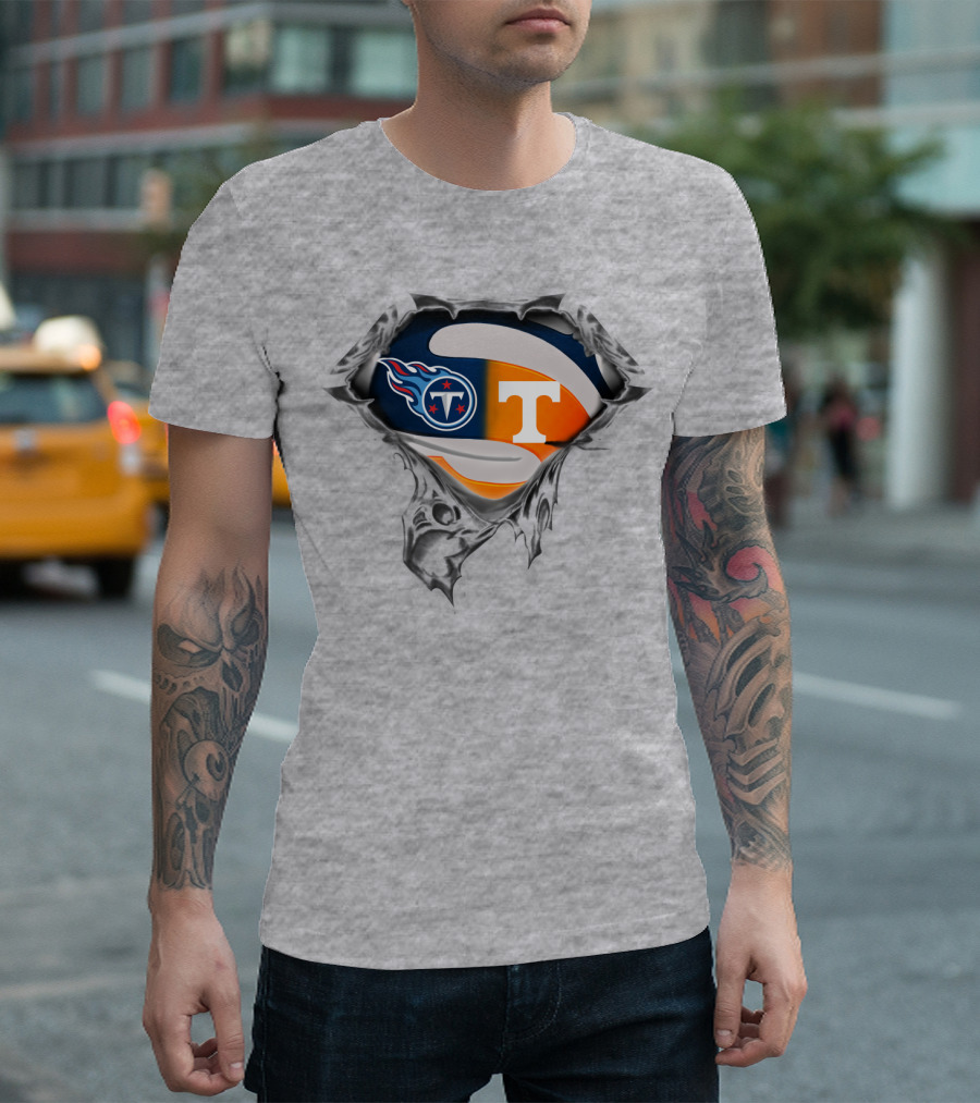 Tennessee Titans Volunteers Crossover Logo Superhero Theme T-Shirt