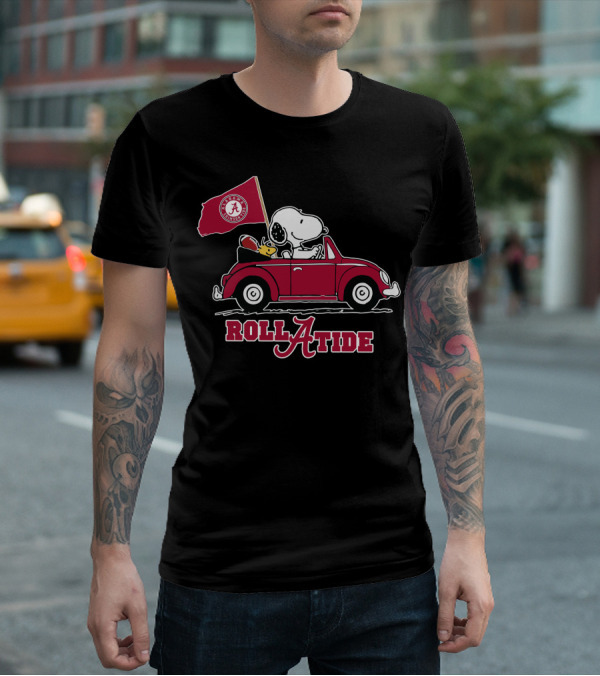 Roll A Tide Alabama Crimson Tide Snoopy Driving T-Shirt