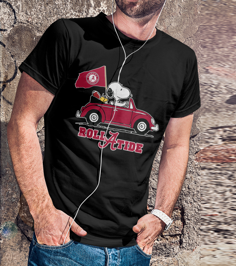 Roll A Tide Alabama Crimson Tide Snoopy Driving T-Shirt