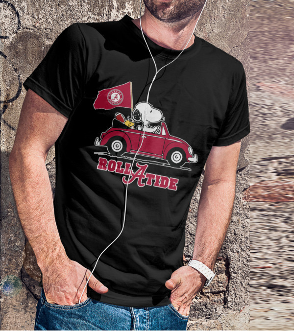 Roll A Tide Alabama Crimson Tide Snoopy Driving T-Shirt