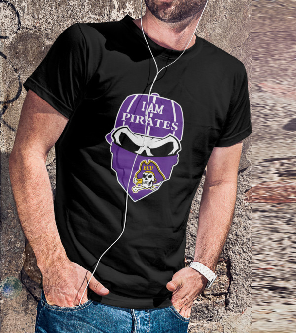 I Am Pirates Ecu Skull Mask Logo East Carolina Pirates T-Shirt
