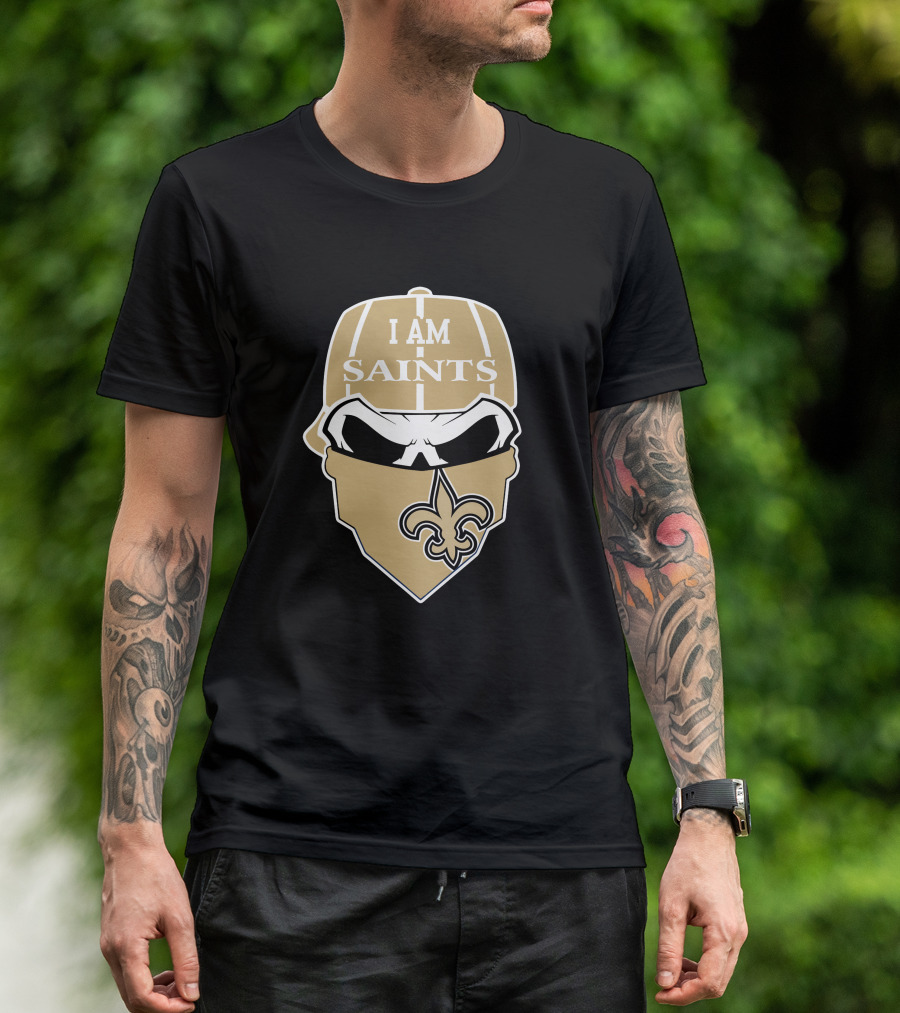 I Am New Orleans Saints Skull Fleur-De-Lis T-Shirt