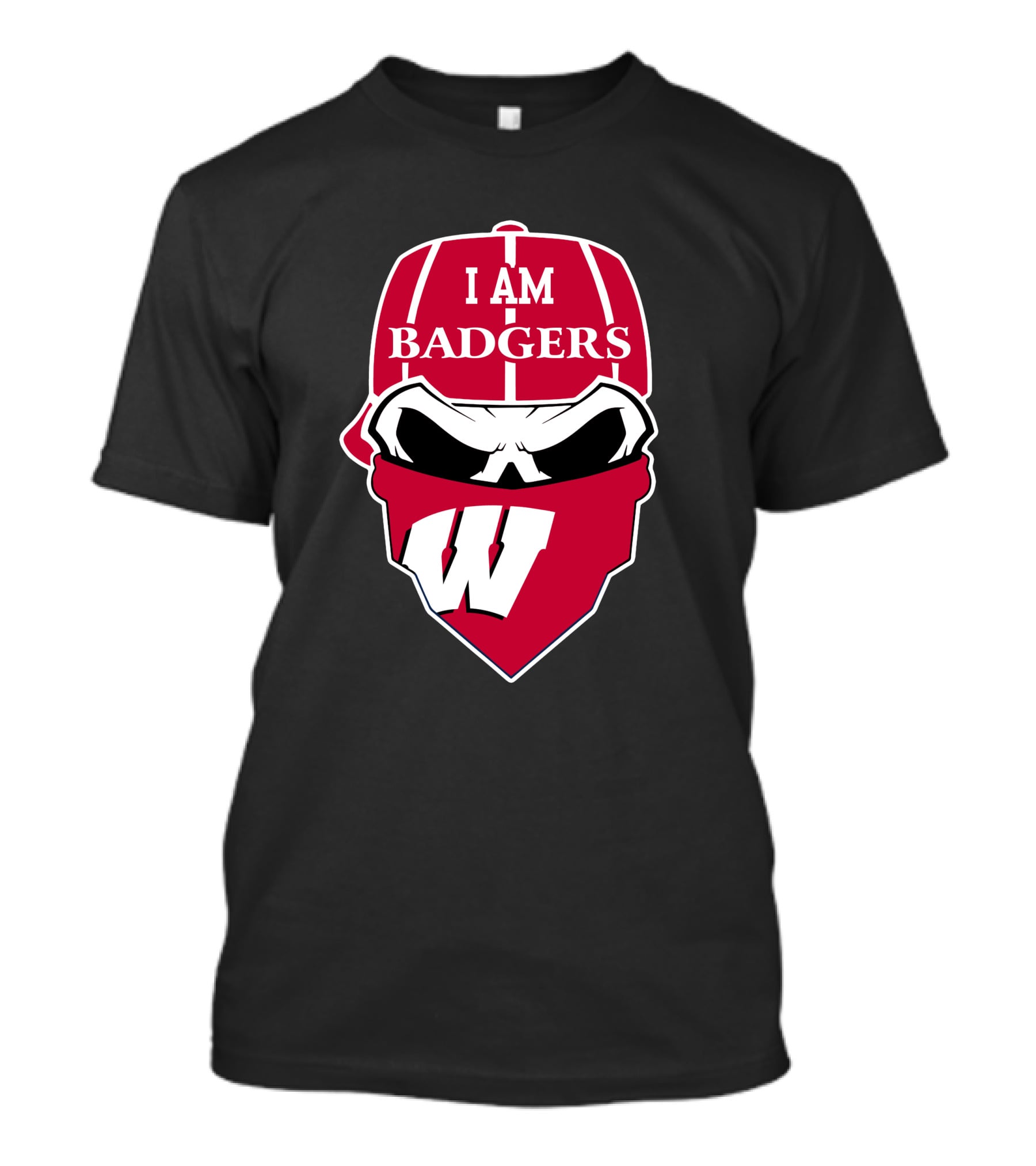 I Am Badgers Wisconsin Skull W T-Shirt